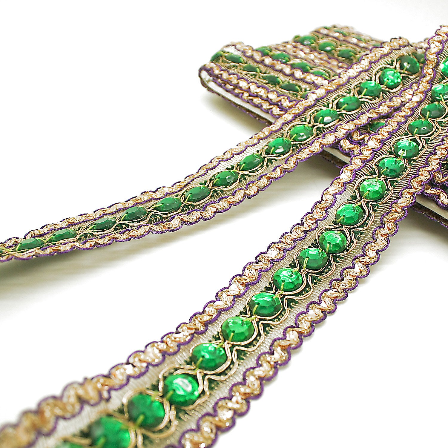 GREEN PURPLE RHINESTONE TRIM - sarahi.NYC