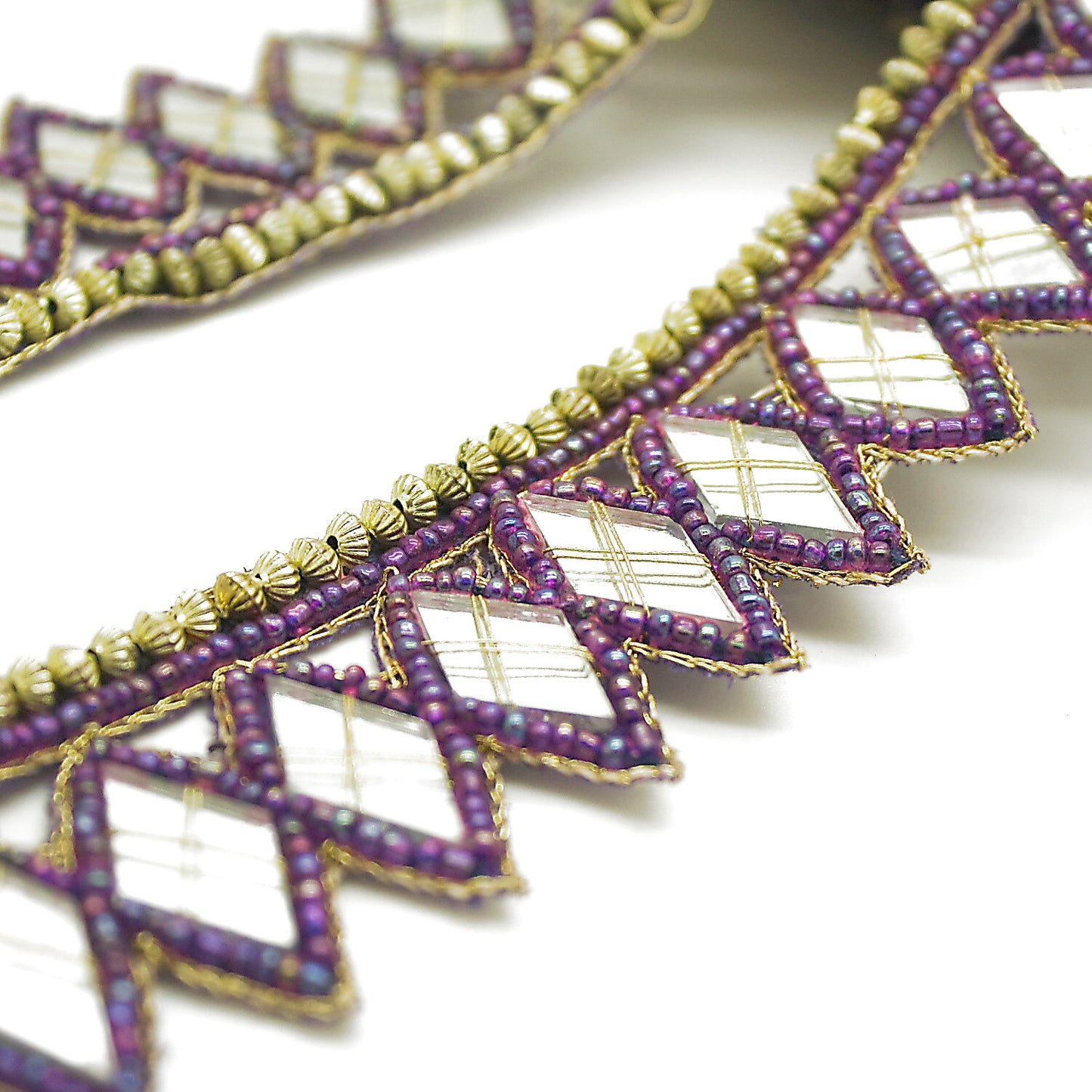 PURPLE MIRROR BEADED TRIM - sarahi.NYC