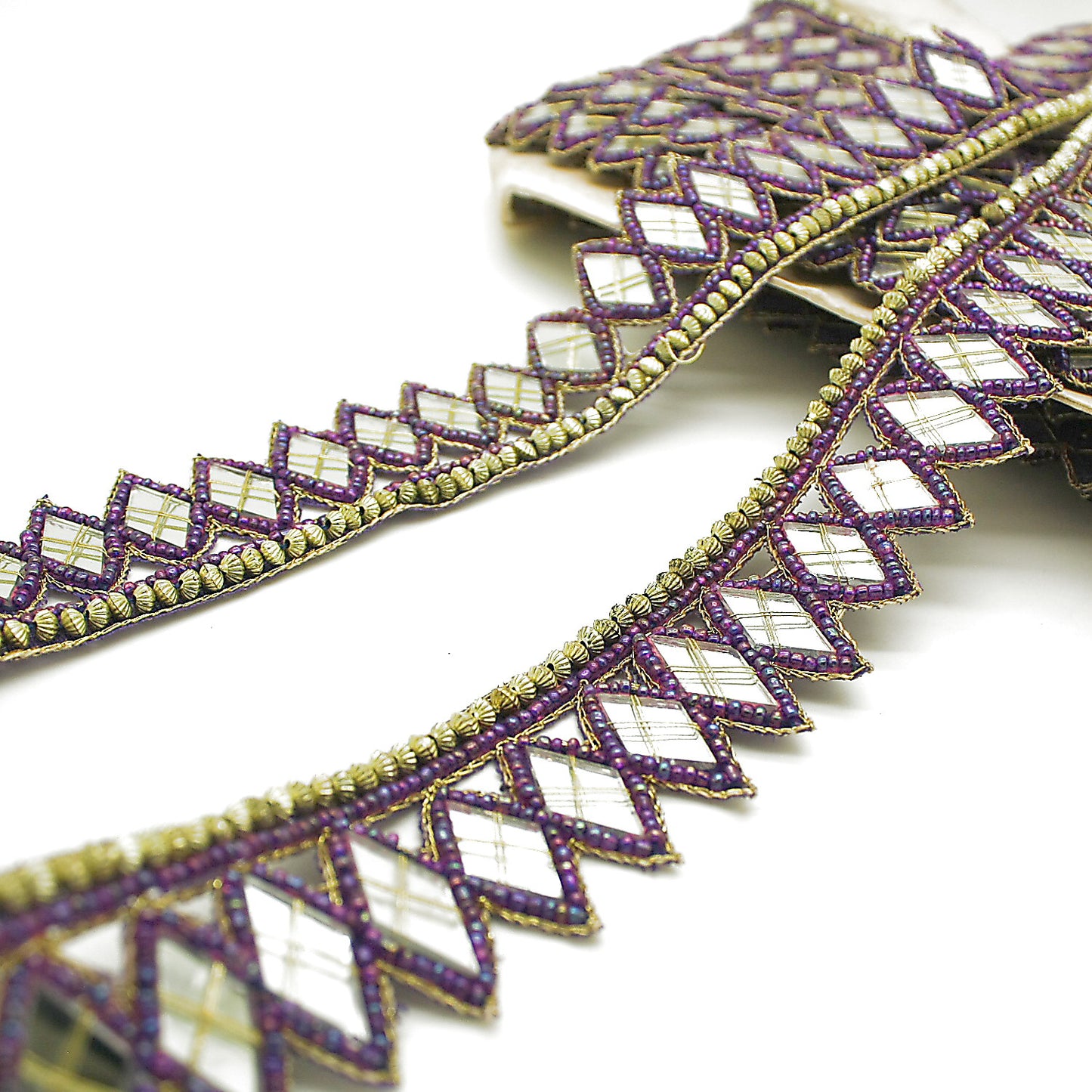 PURPLE MIRROR BEADED TRIM - sarahi.NYC