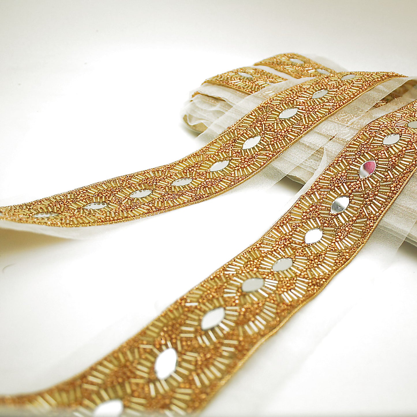 GOLD MIRROR BEADED TRIM - sarahi.NYC