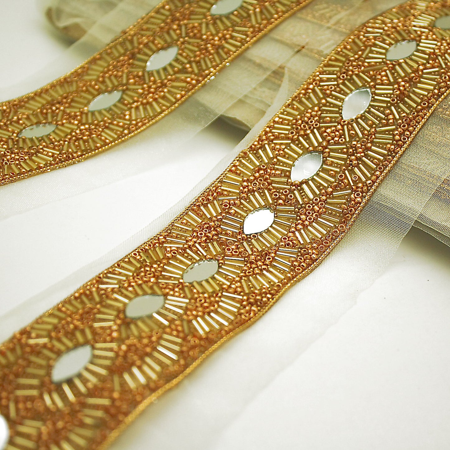 GOLD MIRROR BEADED TRIM - sarahi.NYC