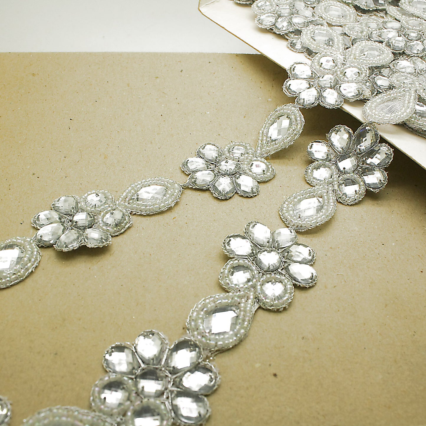 SILVER BEADED RHINESTONE TRIM - sarahi.NYC