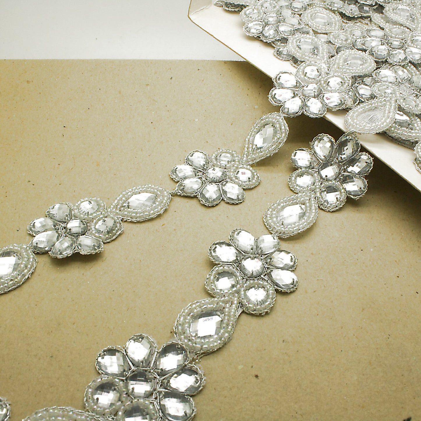 SILVER BEADED RHINESTONE TRIM - sarahi.NYC
