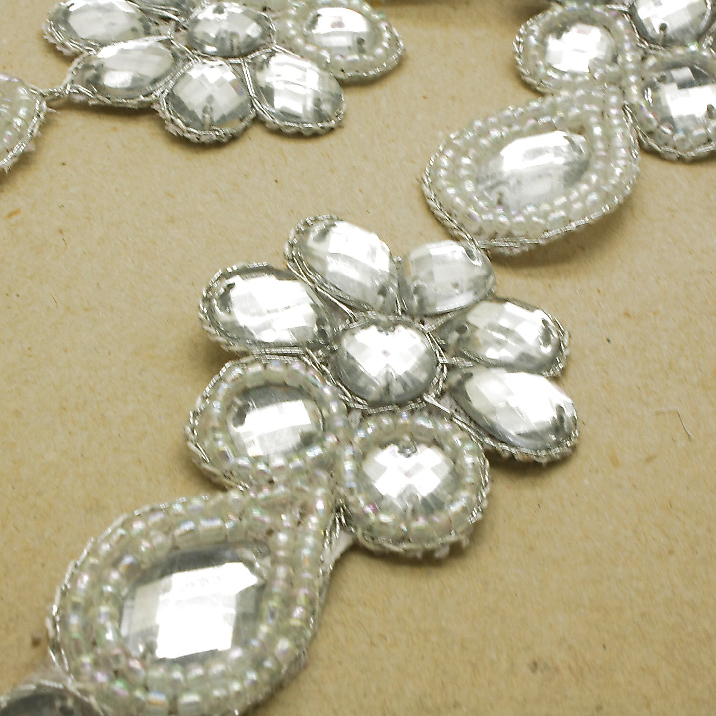 SILVER BEADED RHINESTONE TRIM - sarahi.NYC