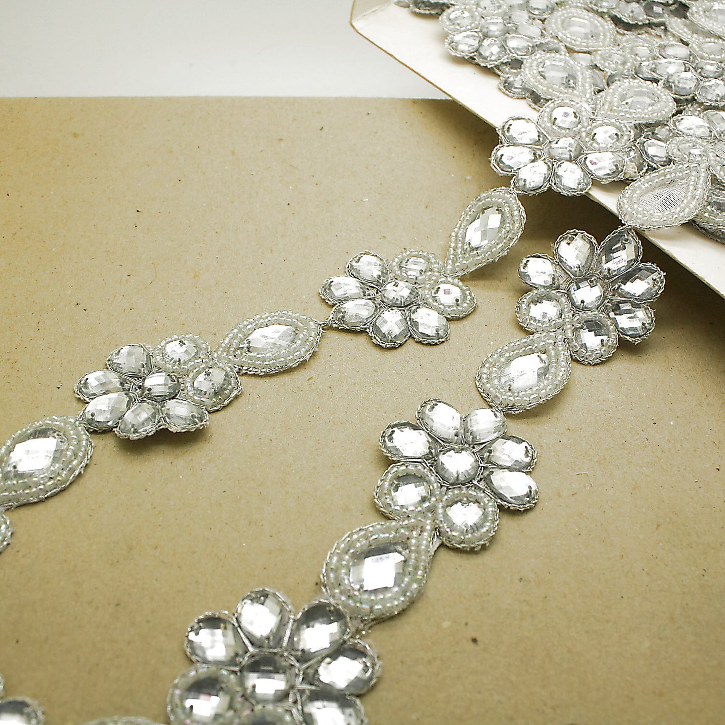 SILVER BEADED RHINESTONE TRIM - sarahi.NYC