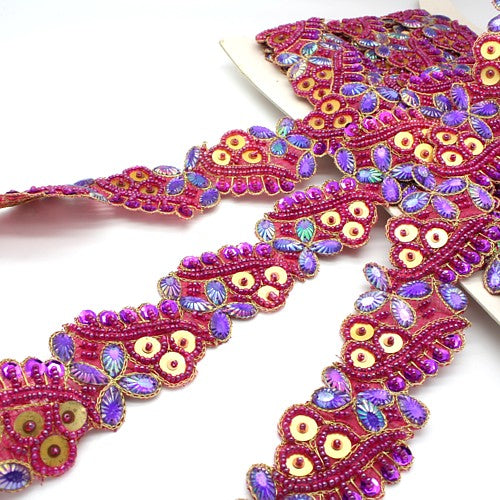 MAROON MULTI BLUE GEM TRIM - sarahi.NYC