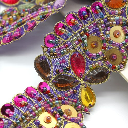 MULTI GEM SEQUIN BEADED TRIM - sarahi.NYC