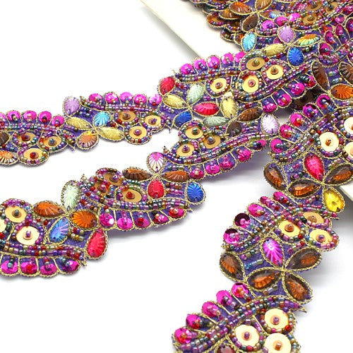 MULTI GEM SEQUIN BEADED TRIM - sarahi.NYC