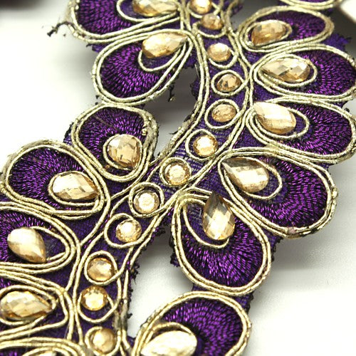 PURPLE GOLD METALLIC RHINESTONE TRIM - sarahi.NYC
