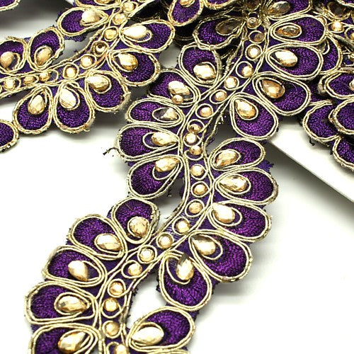 PURPLE GOLD METALLIC RHINESTONE TRIM - sarahi.NYC