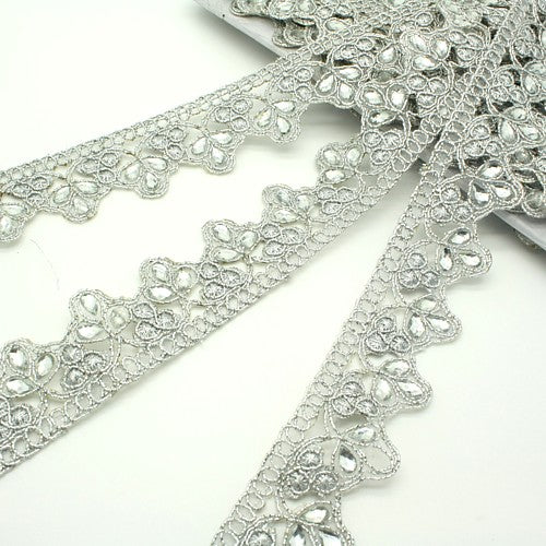 METALLIC SILVER RHINESTONE TRIM - sarahi.NYC