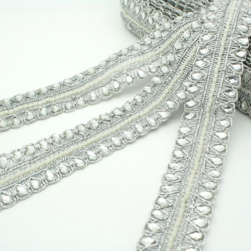 SILVER RHINESTONE FABRIC TRIM - sarahi.NYC