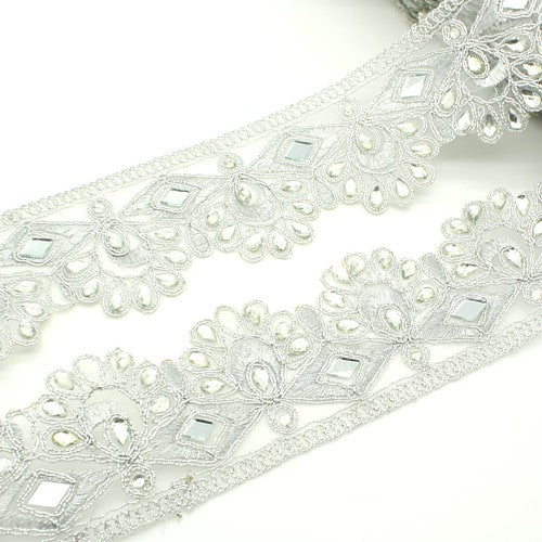 SILVER RHINESTONE MIRROR RHINESTONE TRIM - sarahi.NYC