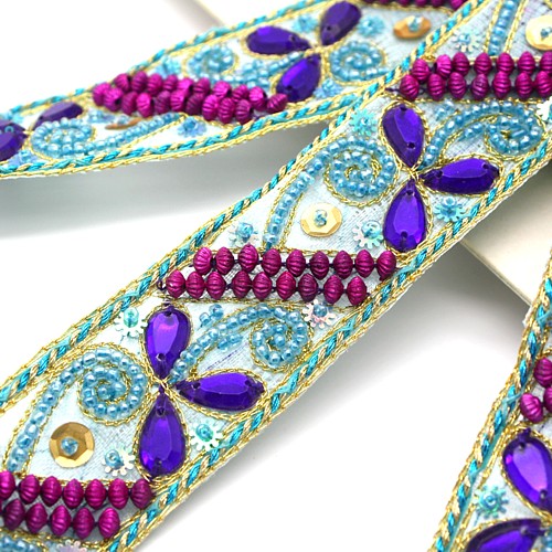 BLUE PURPLE RHINESTONE TRIM - sarahi.NYC