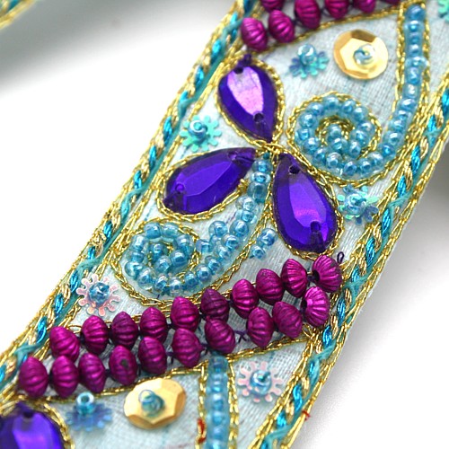 BLUE PURPLE RHINESTONE TRIM - sarahi.NYC