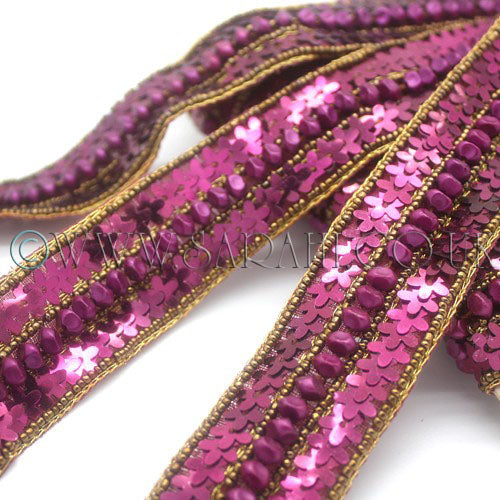 PINK CERISE SEQUIN BEADED TRIM - sarahi.NYC
