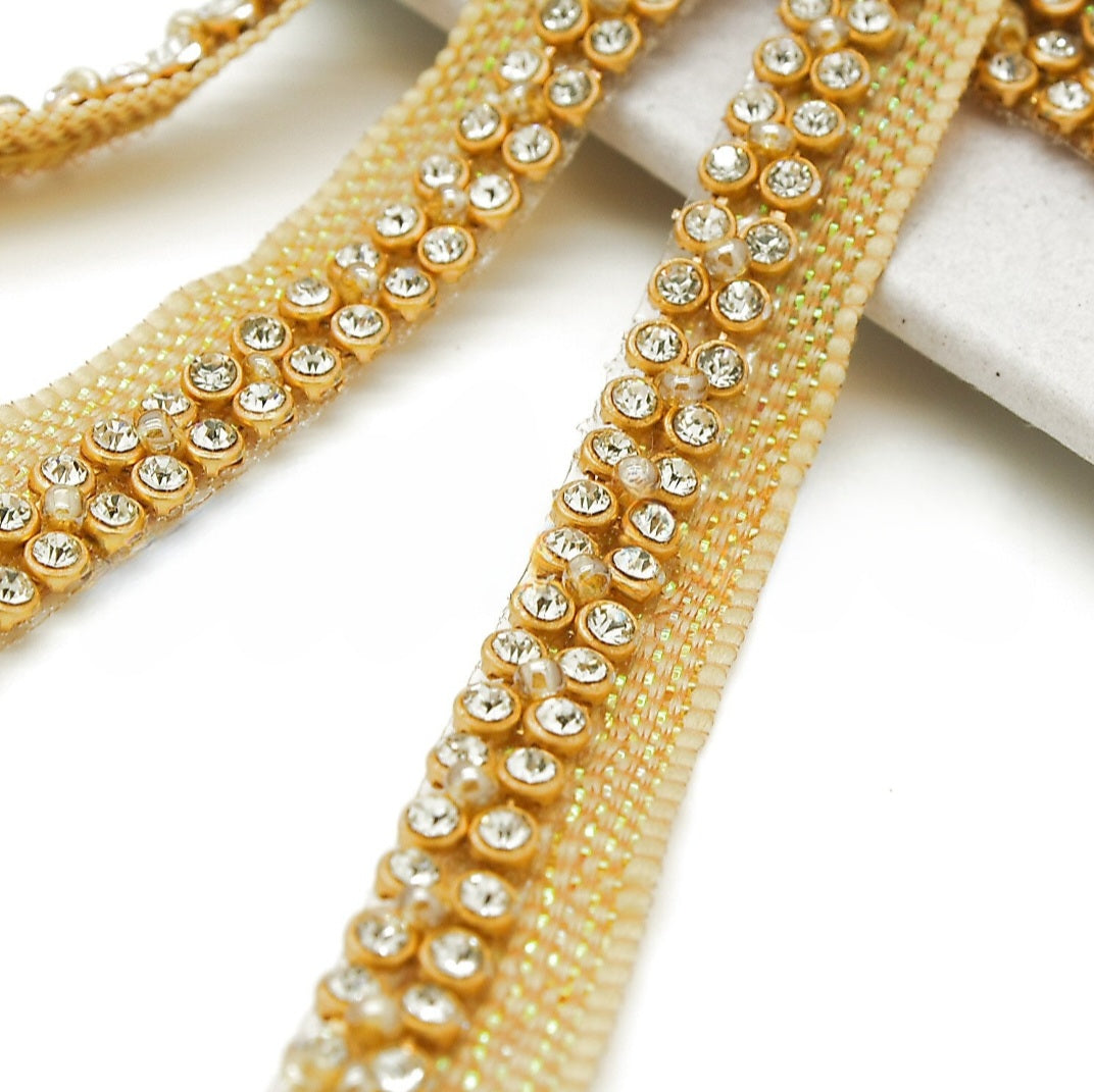 GOLD THIN CRYSTAL EDGING TRIM - sarahi.NYC