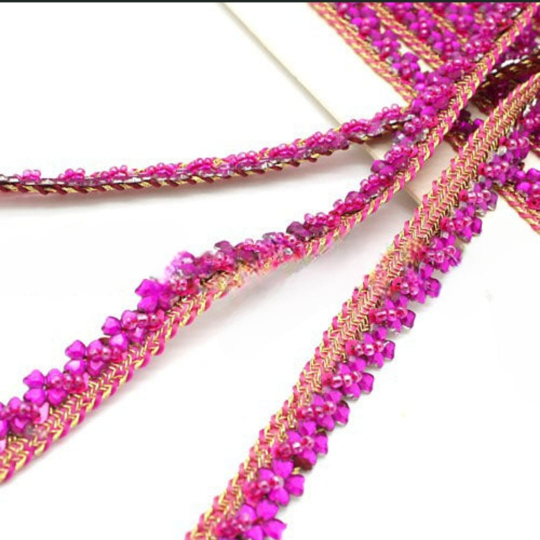 PINK CERISE FLORAL EDGING TRIM - sarahi.NYC