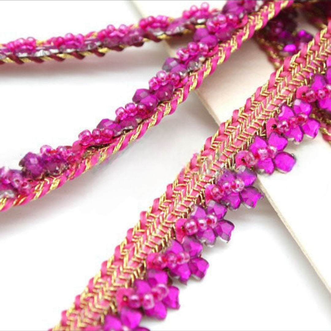 PINK CERISE FLORAL EDGING TRIM - sarahi.NYC