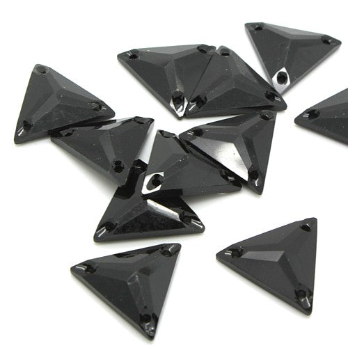 PACK OF 10 - TRIANGLE 25mm 18mm BLACK FLAT RHINESTONE GEMS - sarahi.NYC