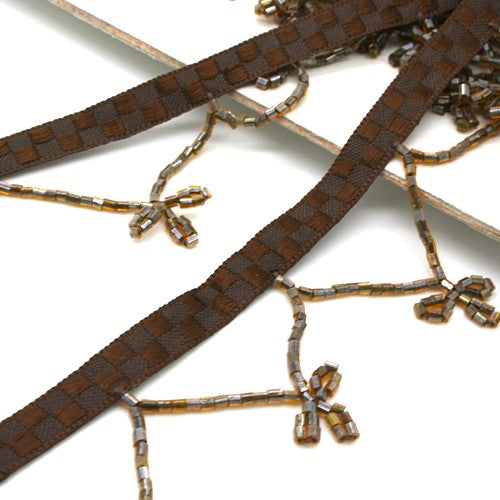 BROWN BEADED FRINGE TRIM - sarahi.NYC