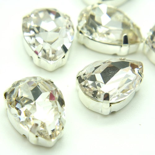 PACK OF 2 - 17 mm WHITE CLEAR GLASS RHINESTONE GEM - sarahi.NYC