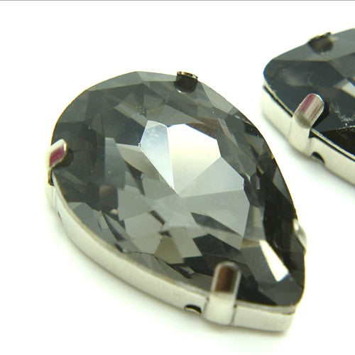 LARGE 30 mm GUNMETAL GRAY GLASS RHINESTONE GEM - sarahi.NYC