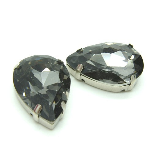 LARGE 30 mm GUNMETAL GRAY GLASS RHINESTONE GEM - sarahi.NYC