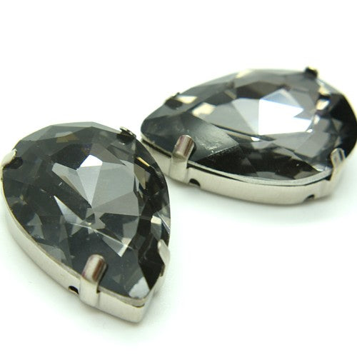LARGE 30 mm GUNMETAL GRAY GLASS RHINESTONE GEM - sarahi.NYC
