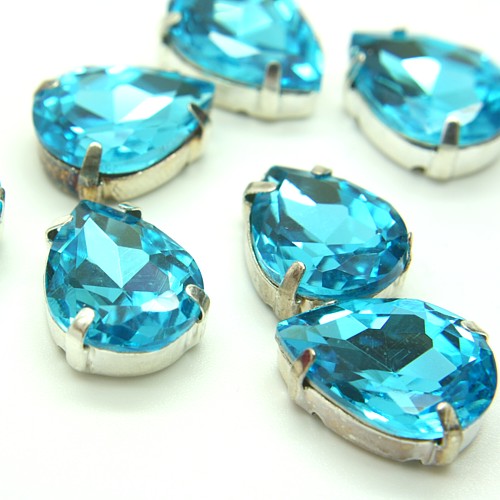 PACK OF 2 - 17 mm TURQUOISE GLASS RHINESTONE GEM - sarahi.NYC