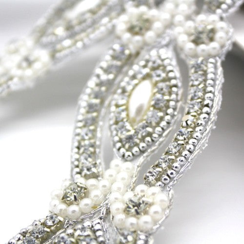 SILVER FAUX CRYSTAL PEARL TRIM - sarahi.NYC