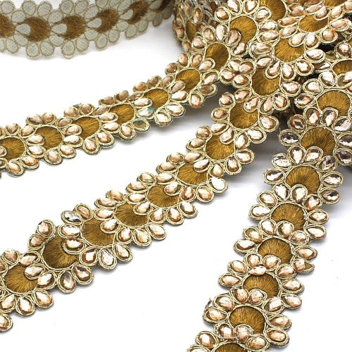 BROWN RHINESTONE FABRIC TRIM - sarahi.NYC