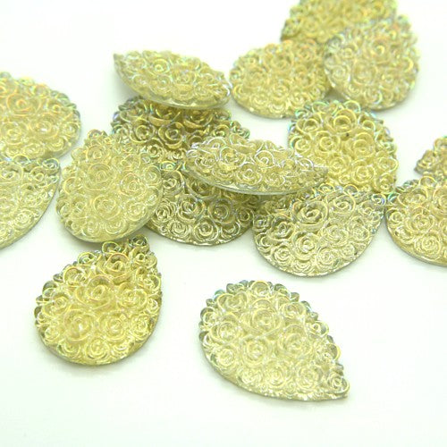 PACK OF 5 - IRIDESCENT CREAM ROSE FLAT BACK GEMS - sarahi.NYC