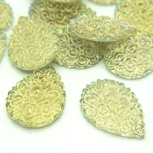 PACK OF 5 - IRIDESCENT CREAM ROSE FLAT BACK GEMS - sarahi.NYC