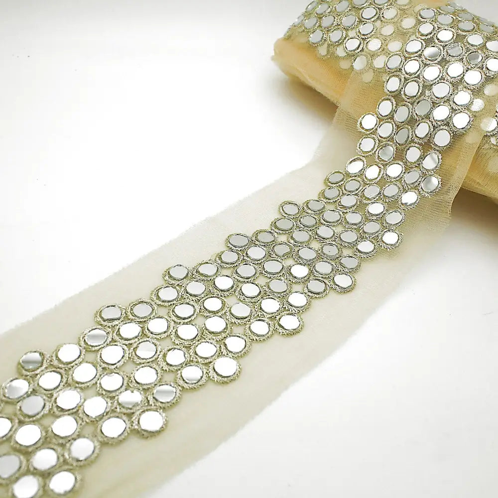 Gold Circle Mirror Net Trim - Sarahi.nyc Fabric Trims