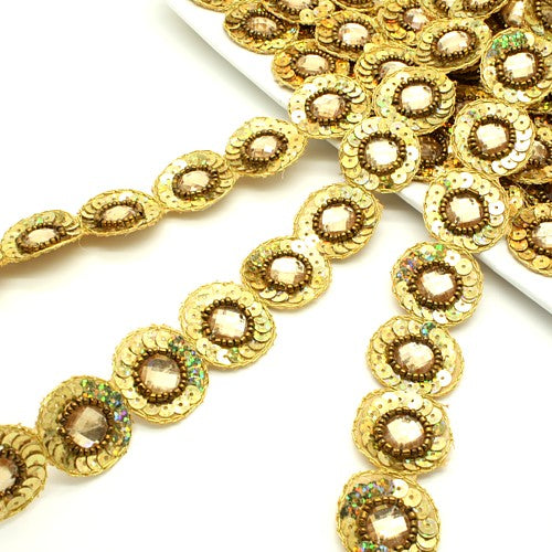 GOLD CIRCLE RHINESTONE TRIM - sarahi.NYC