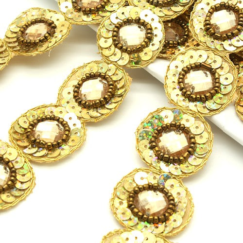 GOLD CIRCLE RHINESTONE TRIM - sarahi.NYC