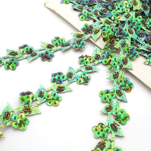 SEA GREEN FLORAL TRIM - sarahi.NYC