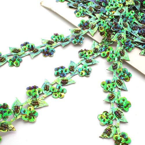 SEA GREEN FLORAL TRIM - sarahi.NYC