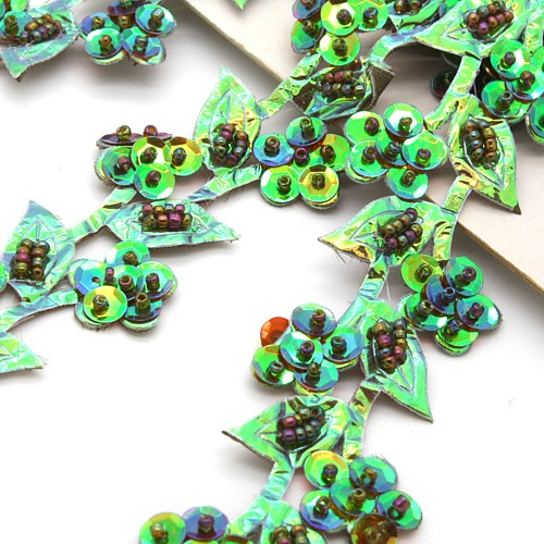 SEA GREEN FLORAL TRIM - sarahi.NYC