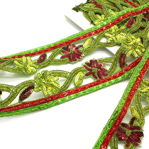 LIME GREEN SEQUIN BEADED TRIM - sarahi.NYC