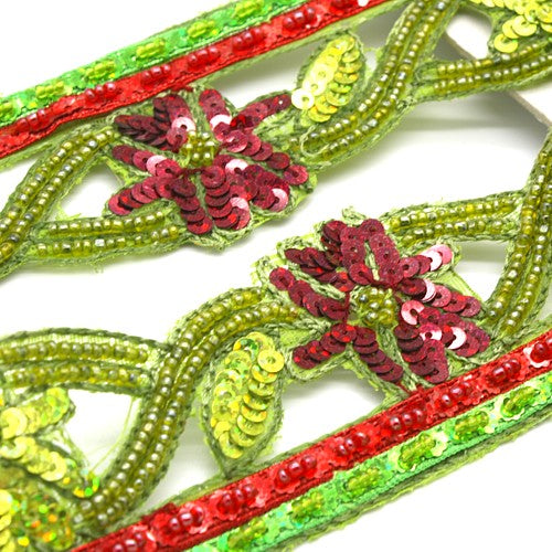 LIME GREEN SEQUIN BEADED TRIM - sarahi.NYC