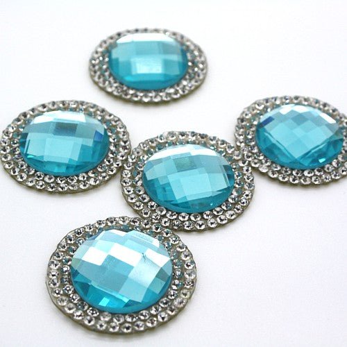 5 PACK TURQUOISE CIRCLE RHINESTONE MOTIFS - sarahi.NYC