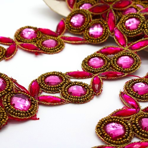 HOT PINK GOLD RHINESTONE TRIM - sarahi.NYC