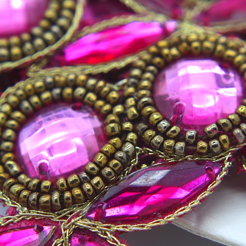 HOT PINK GOLD RHINESTONE TRIM - sarahi.NYC