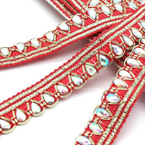 ORANGE IRIDESCENT WOVEN RHINESTONE TRIM - sarahi.NYC