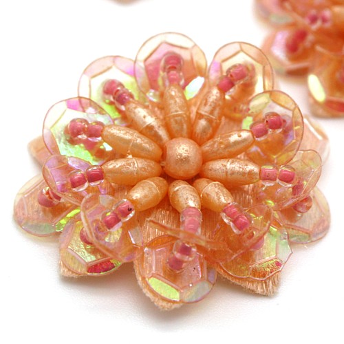 CORAL PINK SEQUIN FLOWER PACK 5- sarahi.NYC