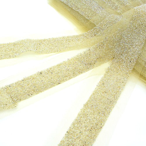 CREAM WHITE IRIDESCENT NET TRIM - sarahi.NYC