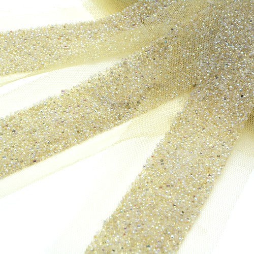 CREAM WHITE IRIDESCENT NET TRIM - sarahi.NYC