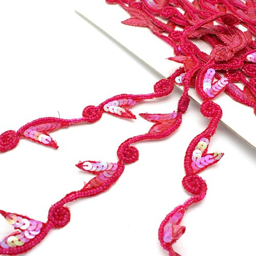 PINK CERISE SEQUIN BEADED TRIM - sarahi.NYC
